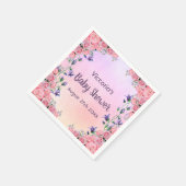 Babydusche lila rosa Blüten Bluebells Serviette (Ecke)