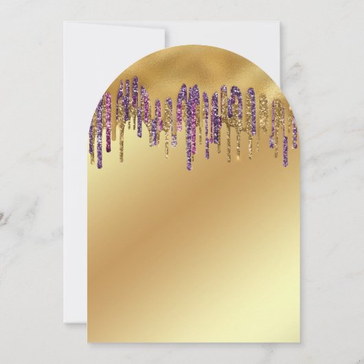 Babydusche lila vergoldete Glitzer Einladung (Rückseite)