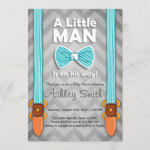 Babydusche Little Man Invitation Bow Krawatte Blau Einladung