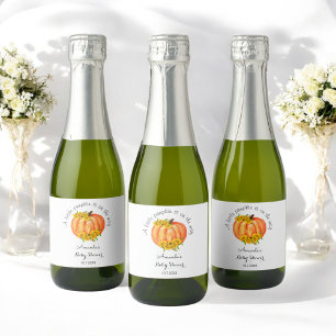 Babydusche Little Pumpkin Orange Schaumweinetikett