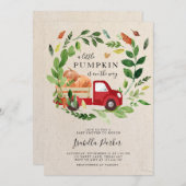 Babydusche Little Pumpkin Truck Fall Greenery Einladung (Vorne/Hinten)