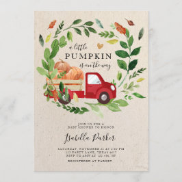 Babydusche Little Pumpkin Truck Fall Greenery Einladung