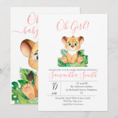 Babydusche Löwe Jungle Wasserfarbe Einladung (Vorne/Hinten)