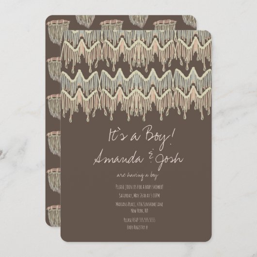 Babydusche Macrame Hanging Rustic Boho Rope Art Einladung (Vorne/Hinten)