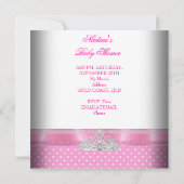 Babydusche Mädchen Pink White Spot Princess Einladung (Rückseite)