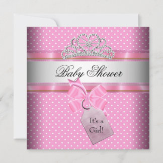 Babydusche Mädchen Pink White Spot Princess Einladung
