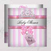 Babydusche Mädchen Pink White Strike Princess Einladung (Vorne/Hinten)