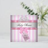 Babydusche Mädchen Pink White Strike Princess Einladung (Stehend Vorderseite)