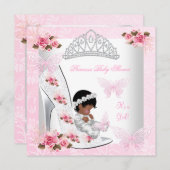 Babydusche Mädchen Prinzessin Schmetterlingsschuh Einladung (Vorne/Hinten)