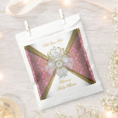 Babydusche Mädchen White Pink Princess Damask Geschenktütchen (Ausgeschnitten)