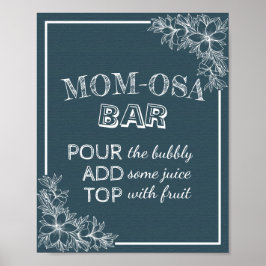 Babydusche MAMA-OSA BAR Zeichen Blau & Weiße Blume Poster