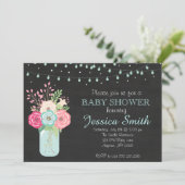 Babydusche - Mason Jar/Lights Einladung (Stehend Vorderseite)