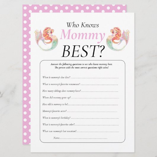 Babydusche Meerjungfrau kennt Mami Einladung (Vorne/Hinten)