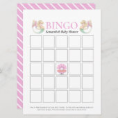Babydusche Meerjungfrau Mutter Pink White Bingo Sp Einladung (Vorne/Hinten)