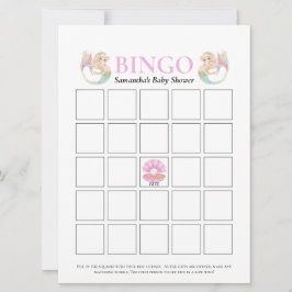 Babydusche Meerjungfrau Pink White Dots Bingo Spie Einladung