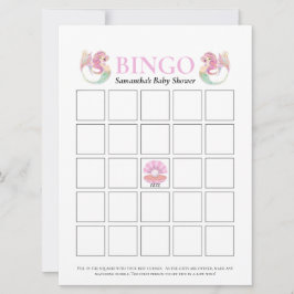 Babydusche Mermaid Bingo unter dem Meeresrosa Einladung