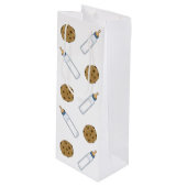 Babydusche Milch und Cookies Neues Babygeschenk Geschenktüte Für Weinflaschen (Vorderseite Schrägansicht)
