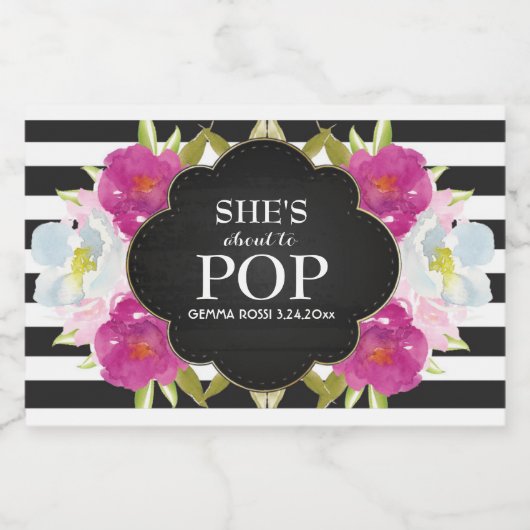 Babydusche Mini Sparkling Weinetikett Schwarzer St Schaumweinetikett (Einzelnes Label)