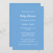 Babydusche Minimalistisch Blue Einladung (Vorne/Hinten)