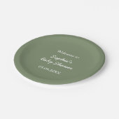 Babydusche Minimalistisch Sage Grünbuch-Teller Pappteller (Schrägansicht)