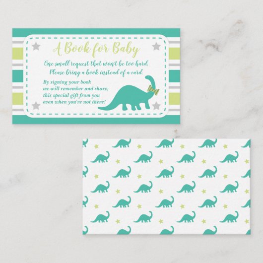 Babydusche Minze Dinosaurier bringen eine Reservek Begleitkarte (Vorne/Hinten)