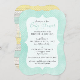 Babydusche Minze gelb rustikales Holzgeschlecht ne Einladung