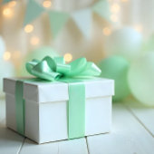 Babydusche Minze Grün #99D0A1 Satinband