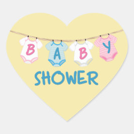 Babydusche mit Baby-Kleidung Herz-Aufkleber