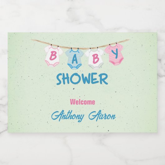 Babydusche mit Baby-Kleidung Personalisiert Schaumweinetikett (Einzelnes Label)
