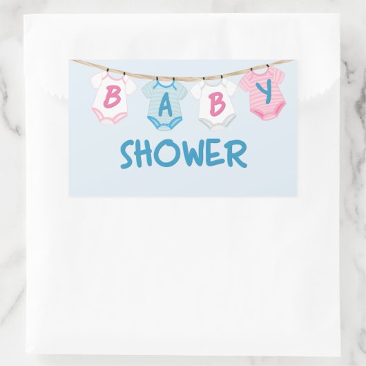 Babydusche mit Baby-Kleidung Rechteckiger Aufkleber (Tasche)