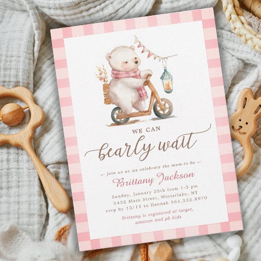 Babydusche mit Bear Scooter Einladung