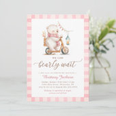 Babydusche mit Bear Scooter Einladung (Stehend Vorderseite)