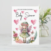 Babydusche mit Blumenkranz Einladung (Stehend Vorderseite)