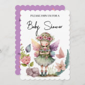 Babydusche mit Blumenkranz Einladung (Vorne/Hinten)