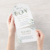 Babydusche mit botanischem Goldbrief | Bücher für All In One Einladung (Abreißen)