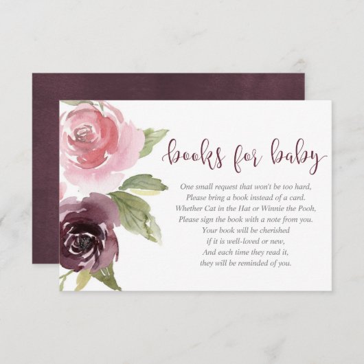 Babydusche mit Burgunder Begleitkarte (Vorne/Hinten)