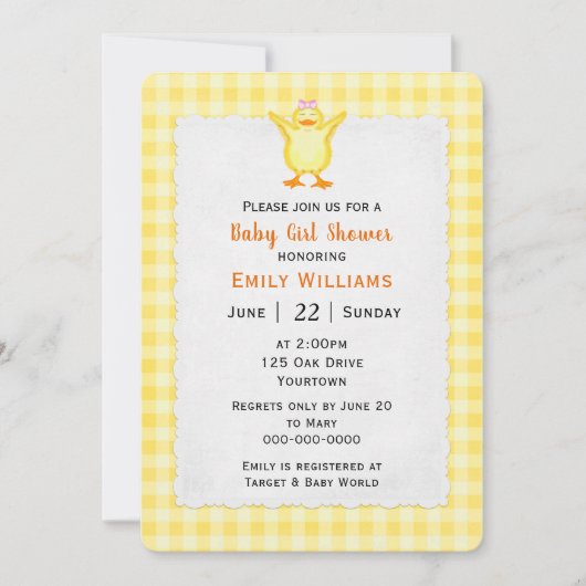 Babydusche mit Duckling Einladung (Vorderseite)