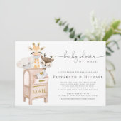 Babydusche mit E-Mail Masked Baby Animals Gold Einladung (Stehend Vorderseite)