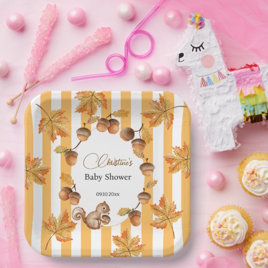 Babydusche mit Eichhörnchen Pappteller (Party)