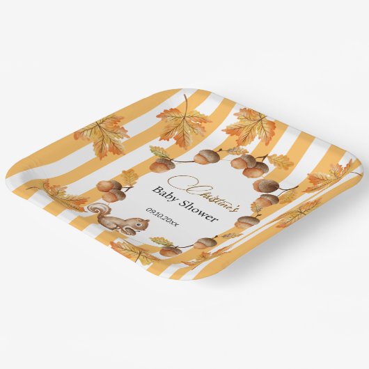 Babydusche mit Eichhörnchen Pappteller (Gewinkelt)