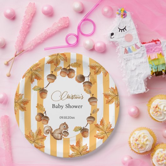 Babydusche mit Eichhörnchen Pappteller (Party)