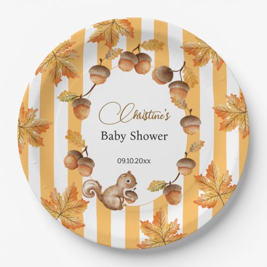 Babydusche mit Eichhörnchen Pappteller (Vorderseite)