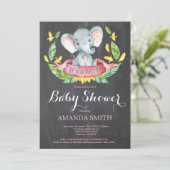 Babydusche mit Elefant Einladung (Stehend Vorderseite)