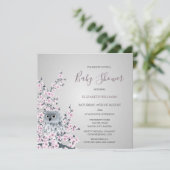 Babydusche mit Eule und Kirschblüten Einladung (Stehend Vorderseite)