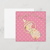 Babydusche mit fütternd Flasche pink Einladung (Vorne/Hinten)