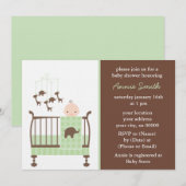 Babydusche mit grünem Kinderzimmer Einladung (Vorne/Hinten)