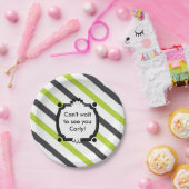 Babydusche mit grünem und schwarzem Streifen Pappteller (Party)