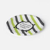 Babydusche mit grünem und schwarzem Streifen Pappteller (Schrägansicht)