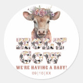 Babydusche mit Heiliger Kuh, Sticker (Vorderseite)