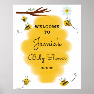 Babydusche mit Hummeln Begrüßungszeichen Plakat